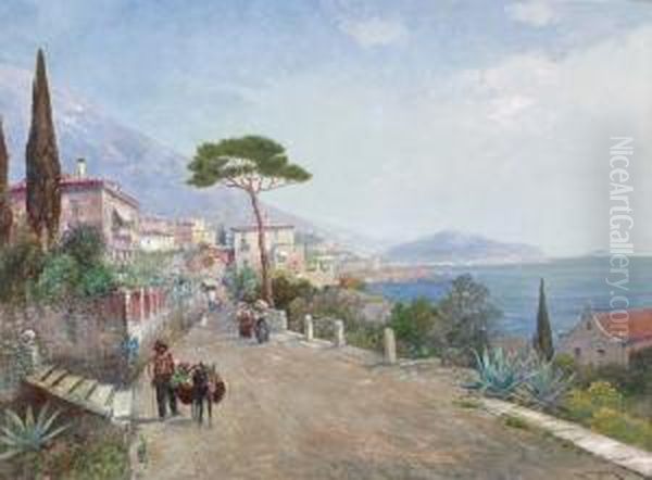 Kustenstrasse In Suditalien. Oil Painting by Carl Wagner