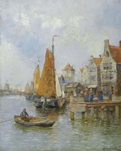 Ansicht Von Rotterdam. Oil Painting by Carl Wagner