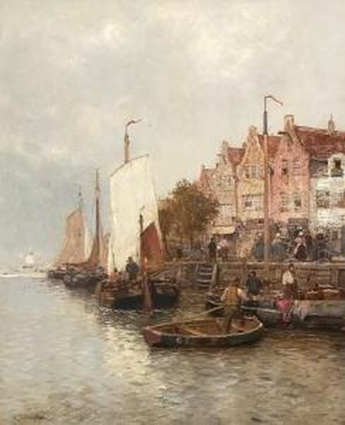 Hollandischer Hafen. Oil Painting by Carl Wagner