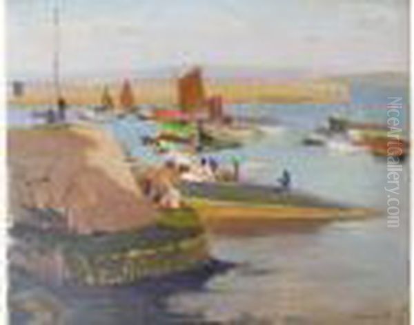  Port Anime, Avant La Peche  Oil Painting by Pierre Wagner