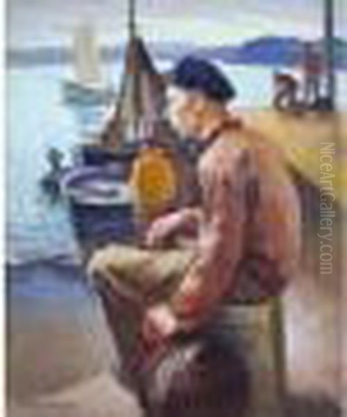  Le Repos Au Port, Douarnenez  Oil Painting by Pierre Wagner