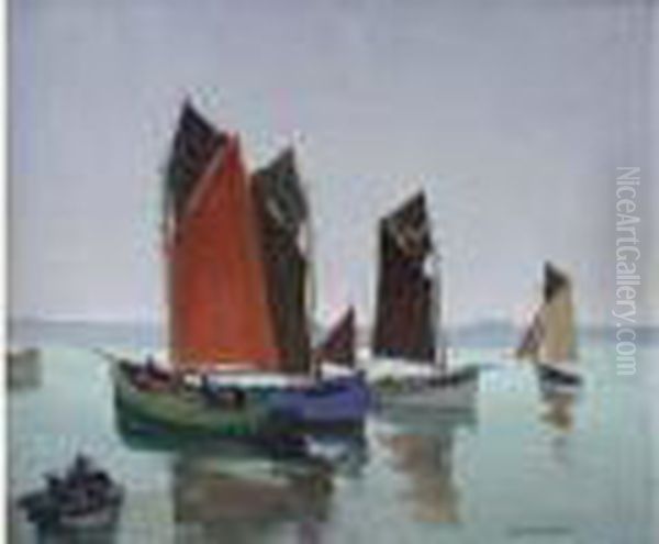  Cotres Camaretois Au Mouillage  Oil Painting by Pierre Wagner