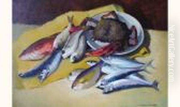  Nature Morte Aux Poissons  Oil Painting by Pierre Wagner