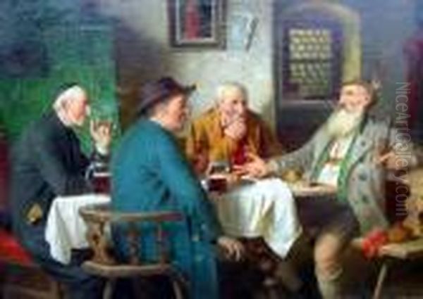 Frohliche Runde Im Wirtshaus Oil Painting by Josef Wagner-Hohenberg