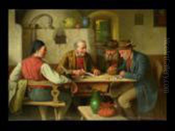 Der Grundstuckskauf Oil Painting by Josef Wagner-Hohenberg