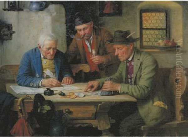 The Financial Matter Oil Painting by Josef Wagner-Hohenberg