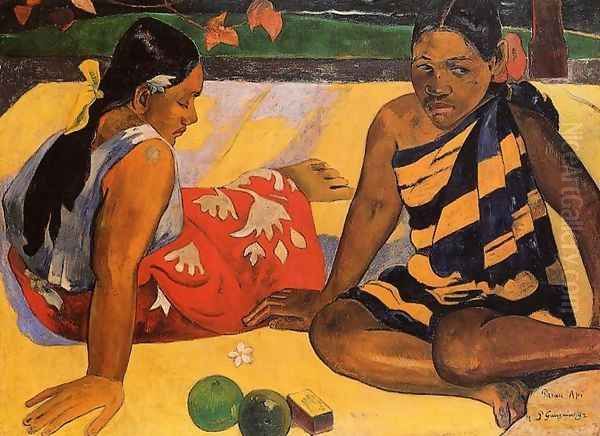 Parau Api Aka What News Oil Painting by Paul Gauguin