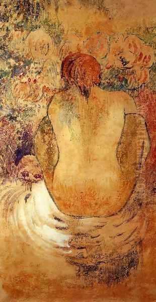 Crouching Marquesan Woman See From The Back Oil Painting by Paul Gauguin