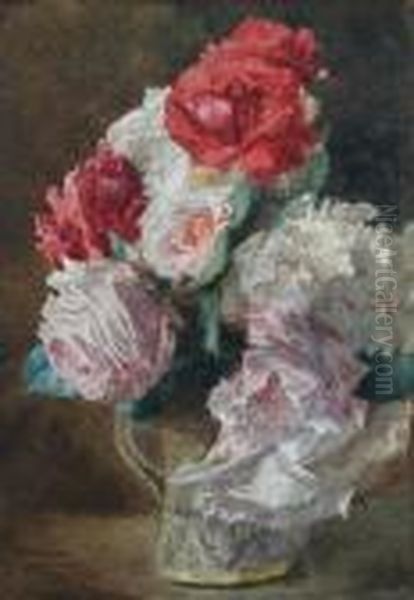 Still Life Of Roses Oil Painting by John Wainwright