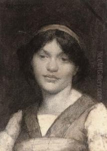 Head Of A Gypsy Girl Oil Painting by John Wainwright