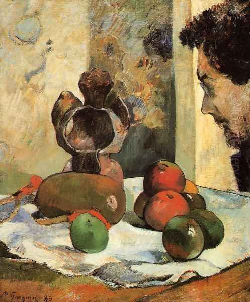 Still Life With Profile Of Laval Oil Painting by Paul Gauguin