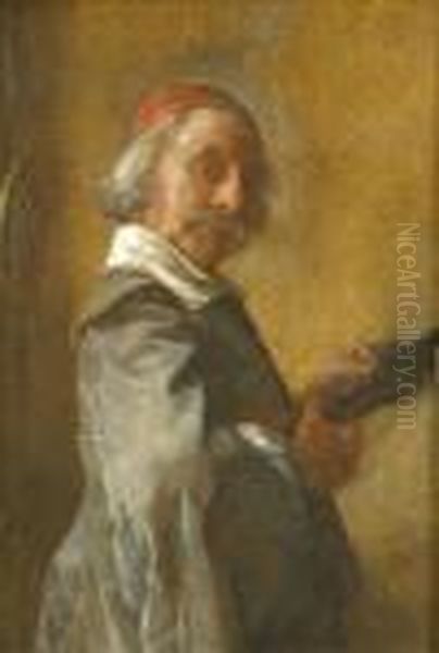 The Oldmusician, A Three-quarter Length Study Oil Painting by John Wainwright