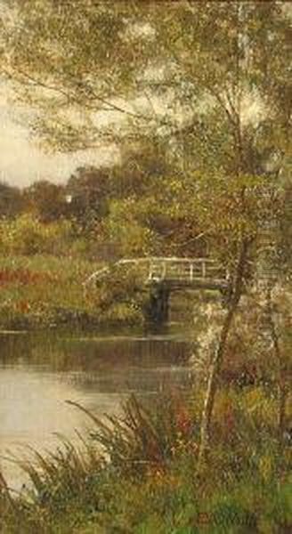 Summer- A Bridge Over A Stream Oil Painting by Edward Wilkins Waite