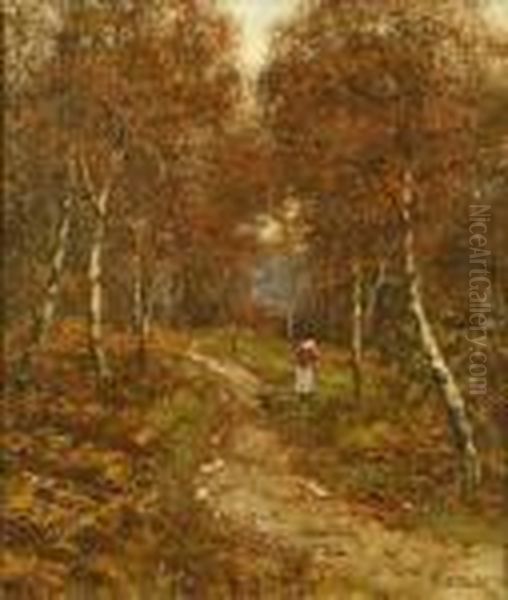 Faggot Gatherer Oil Painting by Edward Wilkins Waite