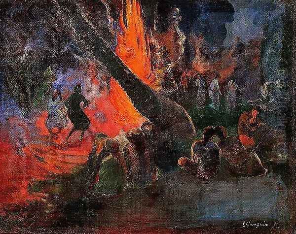 Upaupa Aka Fire Dance Oil Painting by Paul Gauguin