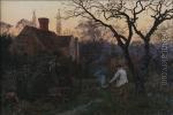 Waite, Rba Evening,brockham Oil Painting by Edward Wilkins Waite