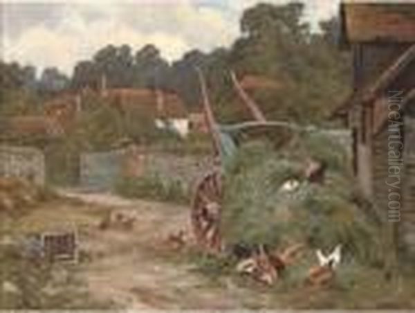 The Farmyard Oil Painting by Edward Wilkins Waite