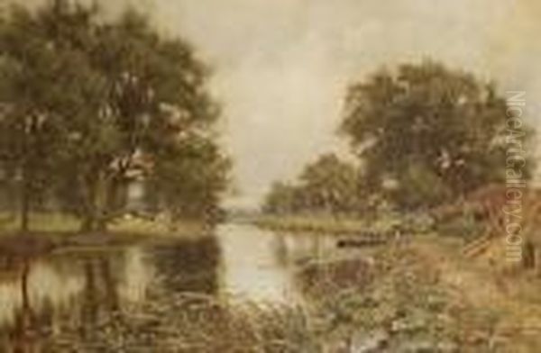 River Landscape Oil Painting by Edward Wilkins Waite