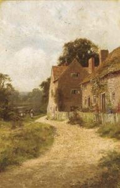 Sunlit Cottages Oil Painting by Edward Wilkins Waite