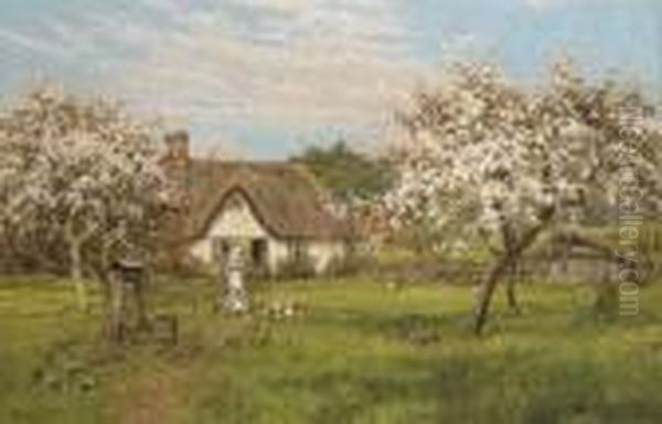 In The Orchard Oil Painting by Edward Wilkins Waite