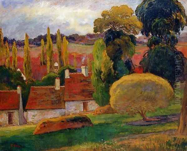 Farm In Brittany Oil Painting by Paul Gauguin