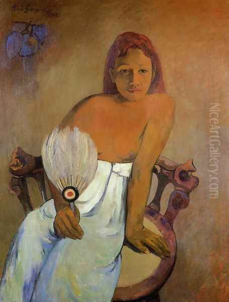 Girl With A Fan Oil Painting by Paul Gauguin