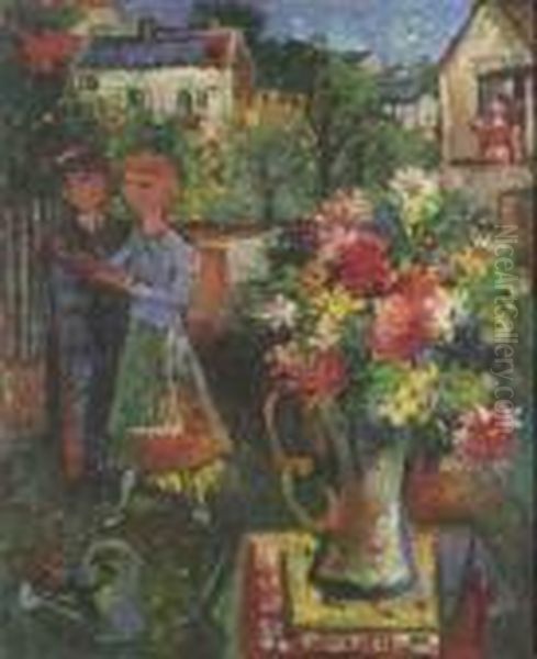 Paar Im Garten Oil Painting by Charles Walch