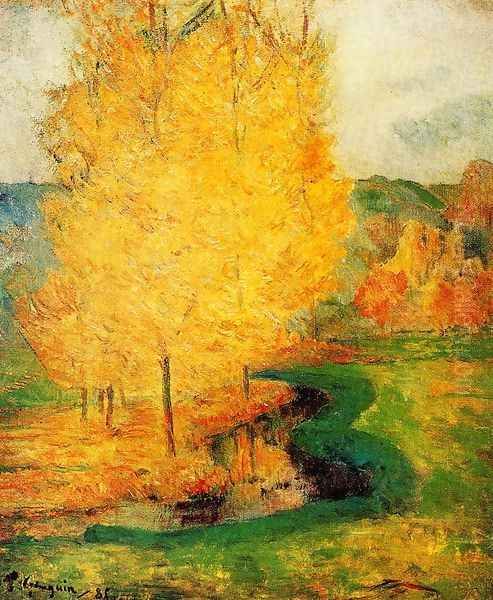 By The Stream Autumn Oil Painting by Paul Gauguin