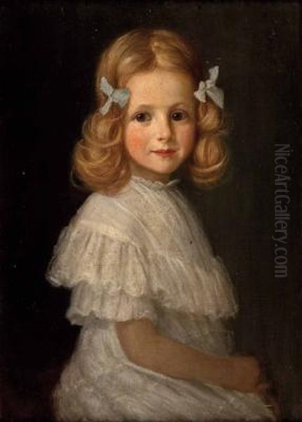 Portrait Eines Madchens In Weisem Kleid Oil Painting by Thomas Walch