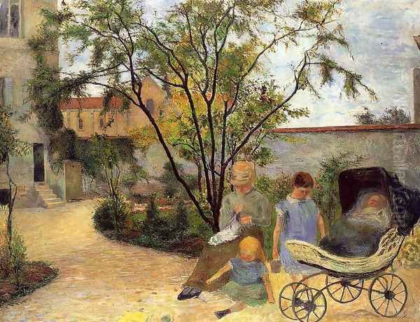 The Family In The Garden Rue Carcel Oil Painting by Paul Gauguin