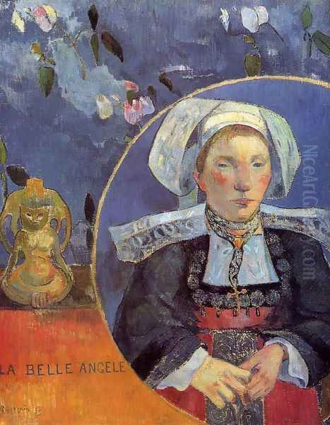 La Belle Angele Aka Madame Angele Satre The Inkeeper At Pont Aven Oil Painting by Paul Gauguin