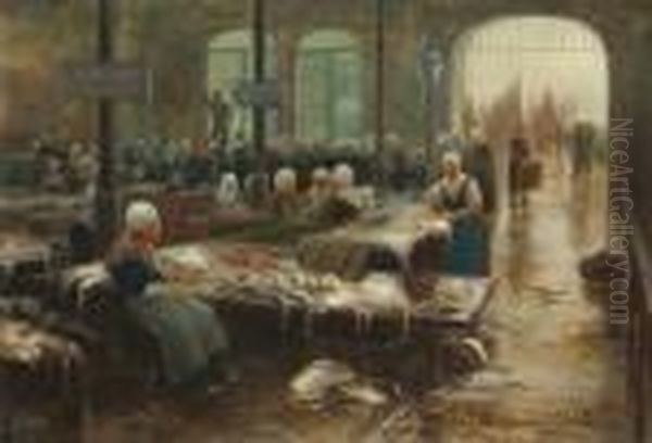 The Fish Market Oil Painting by Lionel Walden