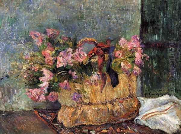 Basket Of Flowers Oil Painting by Paul Gauguin