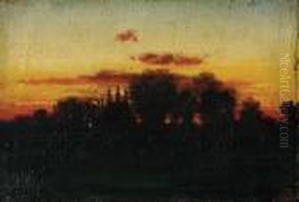 Vecerni Nalada Skostelem Sv. Barbory V Kutne Hore Oil Painting by Anton Waldhauser