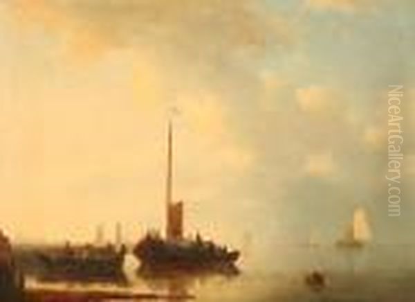 Segelschiffean Der Kuste Oil Painting by Antonie Waldorp