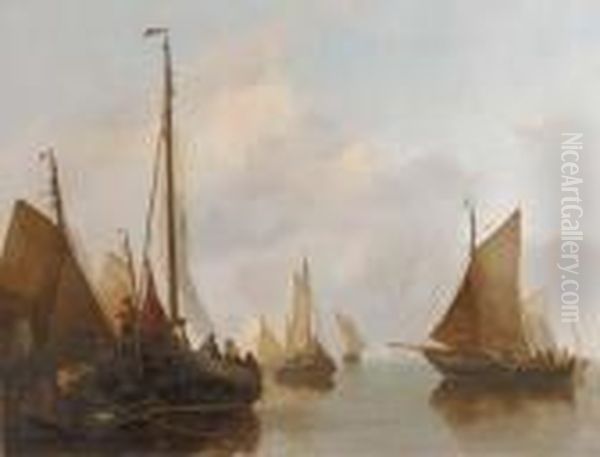 A Busy Shipping Lane Oil Painting by Antonie Waldorp