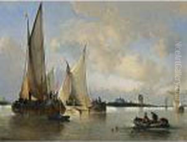 Shipping Off The Dutch Coast Oil Painting by Antonie Waldorp