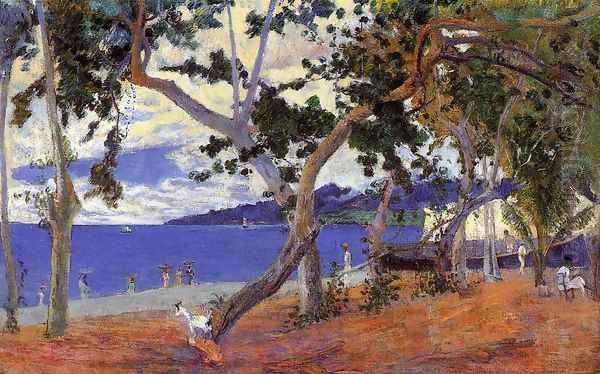 By The Seashore Oil Painting by Paul Gauguin