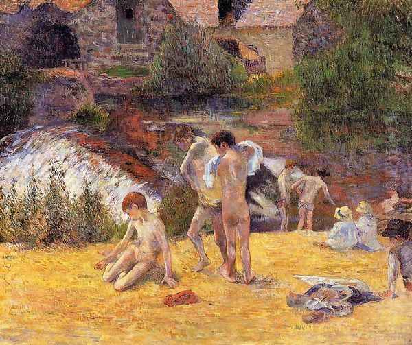 The Moulin Du Bois D Amour Bathing Place Oil Painting by Paul Gauguin