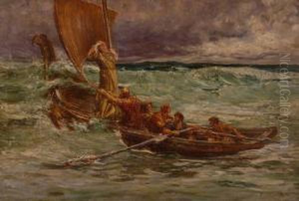 St. Columba Leaving For Iona Oil Painting by Francis S. Walker