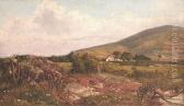 A Cottage In A Landscape With A Hill Beyond Oil Painting by Frederick Walker