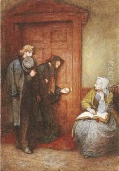 At The Sick Man's Door; An Illustration To Thackeray's 'adventures Of Philip' Oil Painting by Frederick Walker