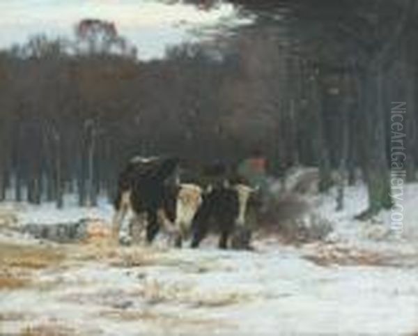 Hauling The Log Oil Painting by Horatio Walker