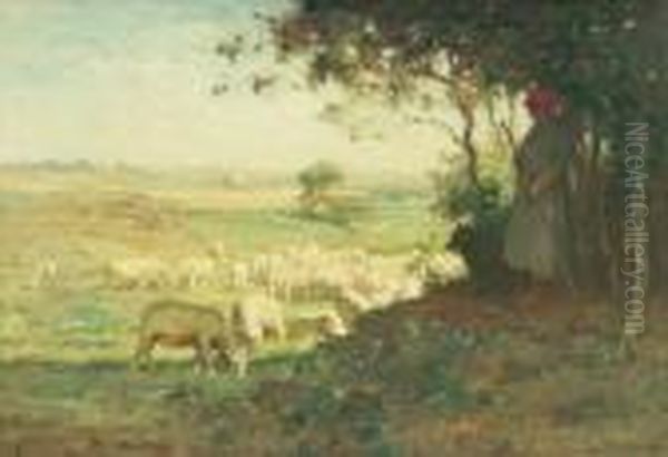 Landscape With Sheep Oil Painting by Horatio Walker