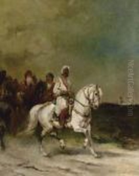 A Maharaja On A White Horse Oil Painting by James Alexander Walker