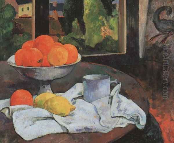 Still life with fruit bowl and lemons Oil Painting by Paul Gauguin