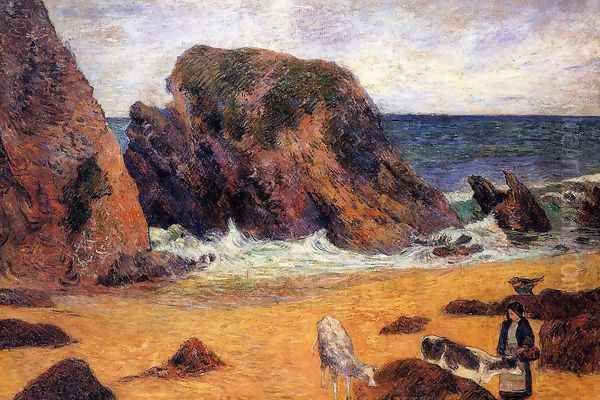 Cows By The Sea Oil Painting by Paul Gauguin