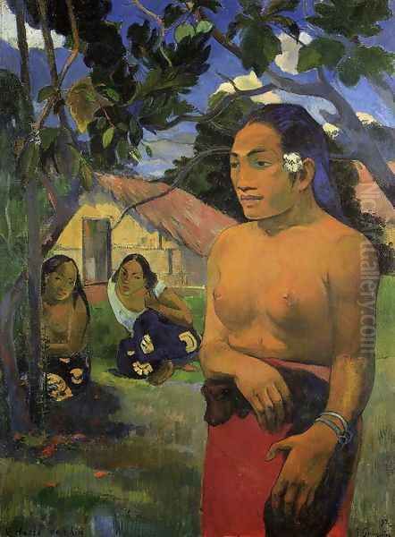 E Haere Oe I Hia Aka Where Are You Going Oil Painting by Paul Gauguin