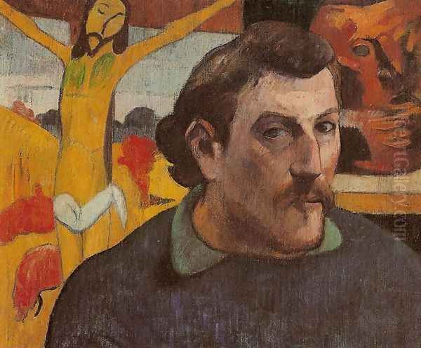 Self Portrait With Yellow Christ Oil Painting by Paul Gauguin