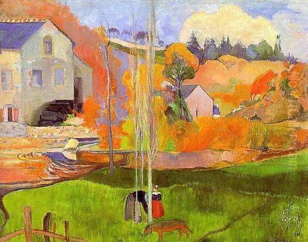 Breton Landscape Oil Painting by Paul Gauguin